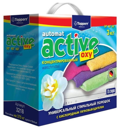 Topperr 3218 Стиральный порошок концентрат Active 3кг Topperr 3218 Стиральный порошок концентрат Active 3кг